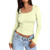imageTrendy Queen Womens Long Sleeve Shirts Crop Tops Fall Fashion 2025 Square Neck Going Out Basics Tees Y2k ClothesLemon Yellow