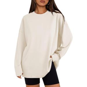 imageTrendy Queen Womens Oversized Sweatshirt Pullover Long Sleeve Shirts Casual Fall Fashion 2025 Winter ClothesBeige