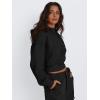 imageTrendy Queen Womens Cropped Hoodie Long Sleeve Sweatshirts Fall Fashion 2024 Casual Y2k Outfits Winter ClothesBlack