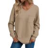 imageTrendy Queen Womens Long Sleeve Tops Casual Shirts V Neck Clothing Fall Fashion Clothes with PocketCoffee Grey