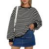 imageTrendy Queen Womens Oversized Crewneck Striped Sweatshirt
