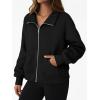imageTrendy Queen Womens Zip Up Hoodies Oversized Crewneck Sweatshirts Casual Jackets Y2k Clothes Fall Fashion Outfits 2025Black