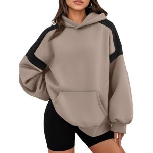 imageTrendy Queen Womens Oversized Hoodies Color Block Fall Fashion 2025 Casual Long Sleeve Sweatshirts Y2k Winter ClothesCoffee Grey