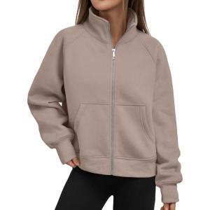 imageTrendy Queen Womens Zip Up Hoodies Oversized Crewneck Sweatshirts Casual Jackets Y2k Clothes Fall Fashion Outfits 2025Coffeegrey