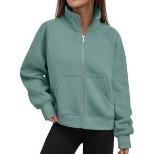 imageTrendy Queen Womens Zip Up Hoodies Oversized Crewneck Sweatshirts Casual Jackets Y2k Clothes Fall Fashion Outfits 2025Green