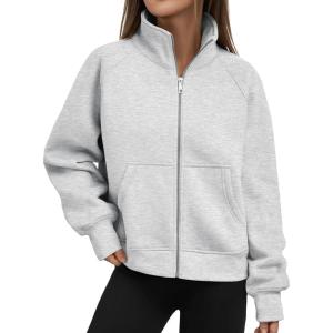 imageTrendy Queen Womens Zip Up Hoodies Oversized Crewneck Sweatshirts Casual Jackets Y2k Clothes Fall Fashion Outfits 2025Grey
