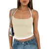imageTrendy Queen Womens Camisole Y2K Tops Adjustable Spaghetti Strap Tank Tops Cute Going Out Crop Tops Summer Blouses BlackApricot