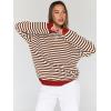 imageTrendy Queen Oversized Sweatshirt for Women 2025 Summer Crewneck Striped Long Sleeve Shirts Hoodies Cute Top Y2K OutfitsBrownwhite01