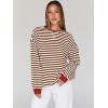 imageTrendy Queen Oversized Sweatshirt for Women 2025 Summer Crewneck Striped Long Sleeve Shirts Hoodies Cute Top Y2K OutfitsBrownwhite01