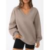 imageTrendy Queen Womens Oversized Sweatshirts Fall Fashion V Neck Hoodies Loose Fit Winter Outfits Teen Girl Clothes 2025Coffeegrey