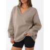 imageTrendy Queen Womens Oversized Sweatshirts Fall Fashion V Neck Hoodies Loose Fit Winter Outfits Teen Girl Clothes 2025Coffeegrey