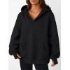 imageTrendy Queen Womens Oversized V Neck Hoodies with Thumb Hole Pullover Sweatshirts Y2k Clothes Fall Fashion Outfits 2025Black