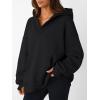 imageTrendy Queen Womens Oversized V Neck Hoodies with Thumb Hole Pullover Sweatshirts Y2k Clothes Fall Fashion Outfits 2025Black
