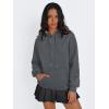 imageTrendy Queen Womens Winter Fleece Sherpa Lined Hoodie Casual Warm Long Sleeve Pullover SweatshirtDark Grey