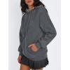 imageTrendy Queen Womens Winter Fleece Sherpa Lined Hoodie Casual Warm Long Sleeve Pullover SweatshirtDark Grey