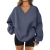 imageTrendy Queen Womens Oversized Sweatshirts Fall Fashion V Neck Hoodies Loose Fit Winter Outfits Teen Girl Clothes 2025Greyblue