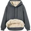imageTrendy Queen Womens Winter Fleece Sherpa Lined Hoodie Casual Warm Long Sleeve Pullover SweatshirtDark Grey