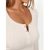 imageTrendy Queen Long Sleeve Shirts for Women Henley Ribbed Fall Tops Dressy Business Casual Teen Girl Winter Cute Basic TeesBeige