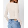 imageTrendy Queen Long Sleeve Shirts for Women Henley Ribbed Fall Tops Dressy Business Casual Teen Girl Winter Cute Basic TeesBeige