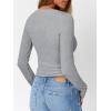 imageTrendy Queen Long Sleeve Shirts for Women Henley Ribbed Fall Tops Dressy Business Casual Teen Girl Winter Cute Basic TeesHeather Grey