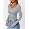 imageTrendy Queen Long Sleeve Shirts for Women Henley Ribbed Fall Tops Dressy Business Casual Teen Girl Winter Cute Basic TeesHeather Grey