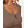 imageTrendy Queen Long Sleeve Shirts for Women Henley Ribbed Fall Tops Dressy Business Casual Teen Girl Winter Cute Basic TeesKhaki