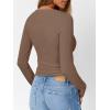 imageTrendy Queen Long Sleeve Shirts for Women Henley Ribbed Fall Tops Dressy Business Casual Teen Girl Winter Cute Basic TeesKhaki