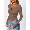 imageTrendy Queen Long Sleeve Shirts for Women Henley Ribbed Fall Tops Dressy Business Casual Teen Girl Winter Cute Basic TeesKhaki