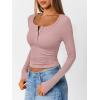 imageTrendy Queen Long Sleeve Shirts for Women Henley Ribbed Fall Tops Dressy Business Casual Teen Girl Winter Cute Basic TeesPink