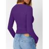 imageTrendy Queen Long Sleeve Shirts for Women Henley Ribbed Fall Tops Dressy Business Casual Teen Girl Winter Cute Basic TeesPurple