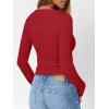 imageTrendy Queen Long Sleeve Shirts for Women Henley Ribbed Fall Tops Dressy Business Casual Teen Girl Winter Cute Basic TeesRed