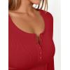 imageTrendy Queen Long Sleeve Shirts for Women Henley Ribbed Fall Tops Dressy Business Casual Teen Girl Winter Cute Basic TeesRed