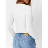 imageTrendy Queen Long Sleeve Shirts for Women Henley Ribbed Fall Tops Dressy Business Casual Teen Girl Winter Cute Basic TeesWhite