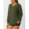 imageTrendy Queen Oversized Tshirts for Women Workout Plus Size Gym Tops V Neck Long Sleeve T Shirts Spring Casual Basic TeesArmy Green