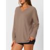 imageTrendy Queen Oversized Tshirts for Women Workout Plus Size Gym Tops V Neck Long Sleeve T Shirts Spring Casual Basic TeesKhaki