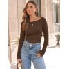 imageTrendy Queen Women Long Sleeve Shirts Ribbed Tops Boat Neck Underscrub Basic Casual Cute Tight Tees Fall Fashion Clothes 2025Brown