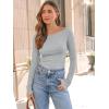 imageTrendy Queen Women Long Sleeve Shirts Ribbed Tops Boat Neck Underscrub Basic Casual Cute Tight Tees Fall Fashion Clothes 2025Grey