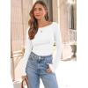 imageTrendy Queen Women Long Sleeve Shirts Ribbed Tops Boat Neck Underscrub Basic Casual Cute Tight Tees Fall Fashion Clothes 2025White