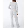 imageTrendy Queen Womens 2 Piece Matching Lounge Set Long Sleeve Slightly Crop Top Wide Leg Pants Casual Sweatsuit