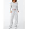 imageTrendy Queen Womens 2 Piece Matching Lounge Set Long Sleeve Slightly Crop Top Wide Leg Pants Casual Sweatsuit