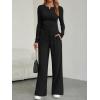 imageTrendy Queen Womens 2 Piece Matching Lounge Sets Fall Fashion Two Pieces Sweat Outfits Long Sleeve Wide Leg Pants TracksuitsBlack