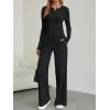 imageTrendy Queen Womens 2 Piece Matching Lounge Sets Fall Fashion Two Pieces Sweat Outfits Long Sleeve Wide Leg Pants TracksuitsBlack