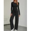 imageTrendy Queen Womens 2 Piece Matching Lounge Sets Fall Fashion Two Pieces Sweat Outfits Long Sleeve Wide Leg Pants TracksuitsBlack