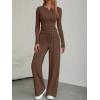 imageTrendy Queen Womens 2 Piece Matching Lounge Sets Fall Fashion Two Pieces Sweat Outfits Long Sleeve Wide Leg Pants TracksuitsCoffee