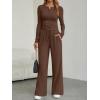 imageTrendy Queen Womens 2 Piece Matching Lounge Sets Fall Fashion Two Pieces Sweat Outfits Long Sleeve Wide Leg Pants TracksuitsCoffee