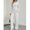 imageTrendy Queen Womens 2 Piece Matching Lounge Sets Fall Fashion Two Pieces Sweat Outfits Long Sleeve Wide Leg Pants TracksuitsLight Grey