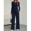 imageTrendy Queen Womens 2 Piece Matching Lounge Sets Fall Fashion Two Pieces Sweat Outfits Long Sleeve Wide Leg Pants TracksuitsNavy