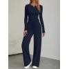 imageTrendy Queen Womens 2 Piece Matching Lounge Sets Fall Fashion Two Pieces Sweat Outfits Long Sleeve Wide Leg Pants TracksuitsNavy