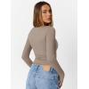 imageTrendy Queen Womens Double Lined Square Neck Long Sleeve Slightly Crop Slim Fit Tops Casual Layer Basic Tee Shirts 2025Coffee Grey