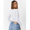 imageTrendy Queen Womens Double Lined Square Neck Long Sleeve Slightly Crop Slim Fit Tops Casual Layer Basic Tee Shirts 2025White